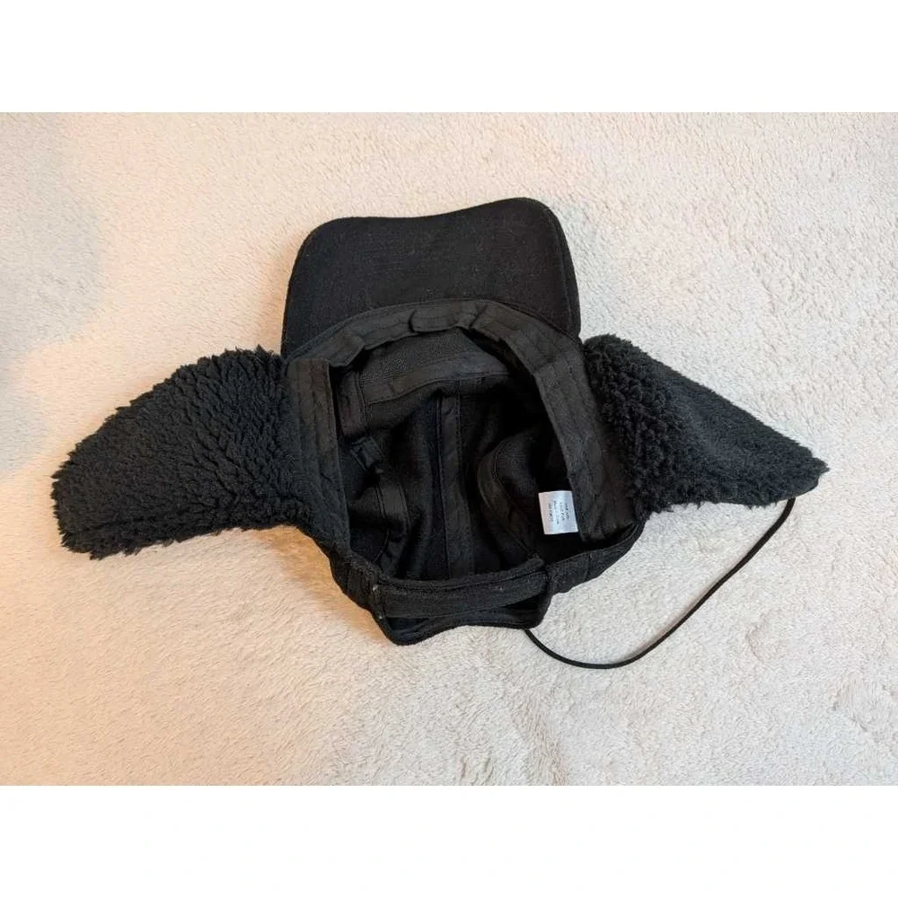 Black Faux Fur Trapper Hat‎ Ear Flap Ushanka Cap One Size NWT